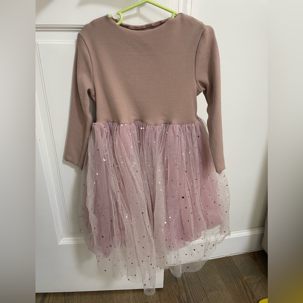 Long Sleeve Dress with Glitter Tulle